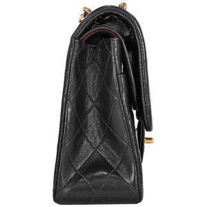 Chanel Black Leather Matelasse Chain Mark Shoulder Bag Coco W Flap